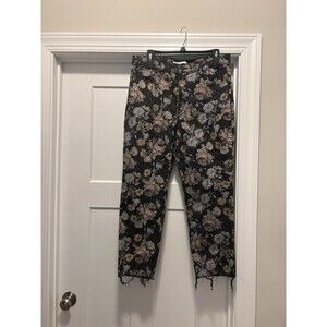 Celebrity Pink Raw Hem Straight Crop Women's size 15 Floral Black Denim Jeans